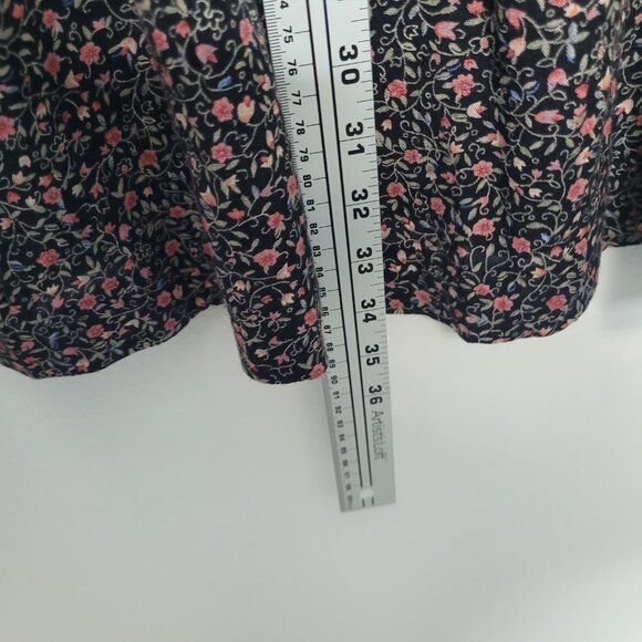 Vintage 90s y2k black pink ditsy floral moody witchy a line maxi skirt size 16 - Picture 6 of 6